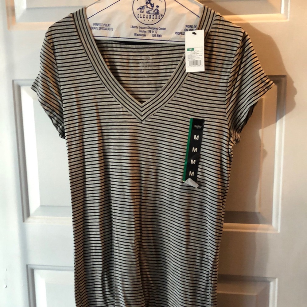 NWT T shirt, black and gray striped